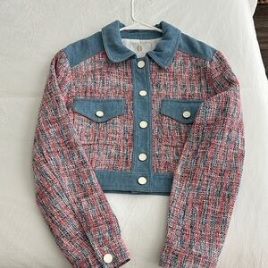 House of Harlow 1960 Blue and Red Tweed Jacket